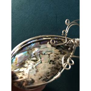 Artisan Abalone Shell Sterling Wire Wrapped Pendent 3” Minimalist